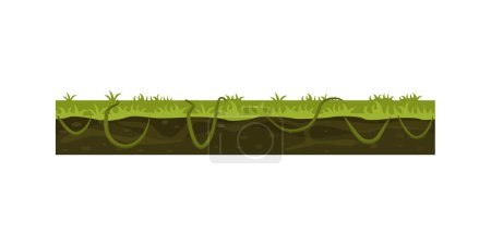 Capas subterráneas de suelo y plantas verdes de jardín tropical o selva vector ilustración