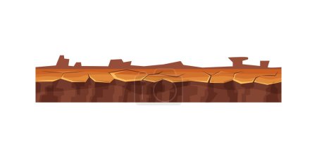 Sección transversal de tierra sin costura de rocas desérticas y desnudas, ilustración vectorial de textura subterránea