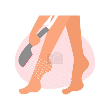 Girls hand holding shower head to water feet in daily foot hygiene procedure vector illustration