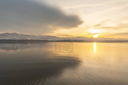 Photo for Sunset over the Liptovska Mara reservoir, Slovakia. - Royalty Free Image