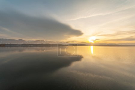 Photo for Sunset over the Liptovska Mara reservoir, Slovakia. - Royalty Free Image