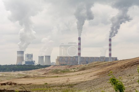 Photo for Coal-fired power plant and open-pit mine in Bechatw, Poland. - Royalty Free Image