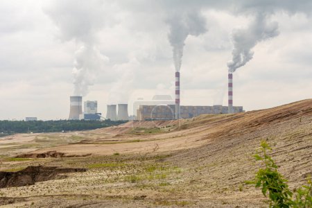Coal-fired power plant and open-pit mine in Bechatw, Poland.