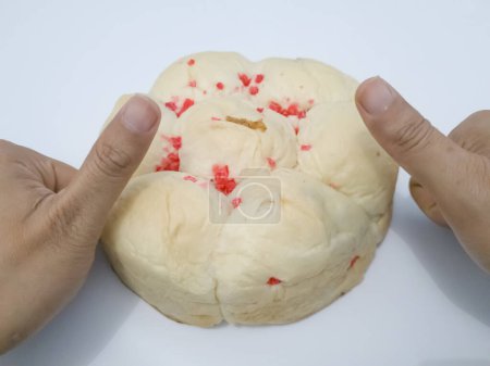 Photo for A snack from China called steamed buns filled with white green beans sprinkled with brown sugar - Royalty Free Image