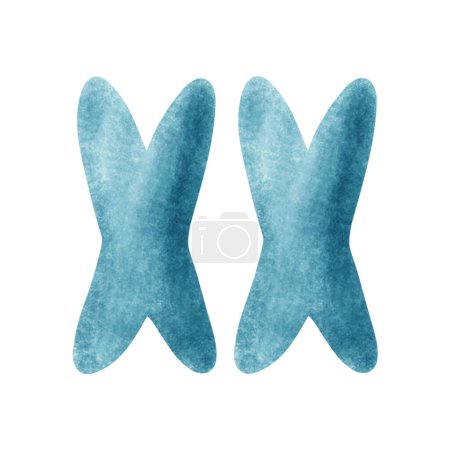 Ilustración de Concepto de ciencia y tecnología. Cromosoma azul aislado sobre fondo blanco. Ilustración vectorial acuarela. - Imagen libre de derechos