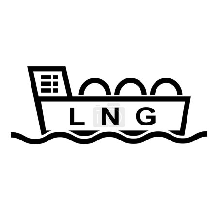 Ilustración de Icono del petrolero de GNL en el mar. Vector editable. - Imagen libre de derechos