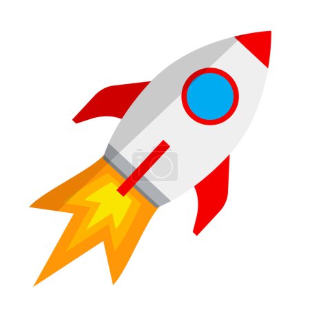 Illustration for Fired rocket icon. Flame and missile. Editable vector. - Royalty Free Image