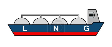 Ilustración de Icono del petrolero de GNL. Petrolero de gas natural licuado. Portaaviones. Vector editable. - Imagen libre de derechos