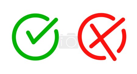 Illustration for Check mark and cross mark icon set. Permission and restriction. Editable vector. - Royalty Free Image