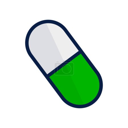 Illustration for Green medical capsule. Pill and medicine. Editable vector. - Royalty Free Image