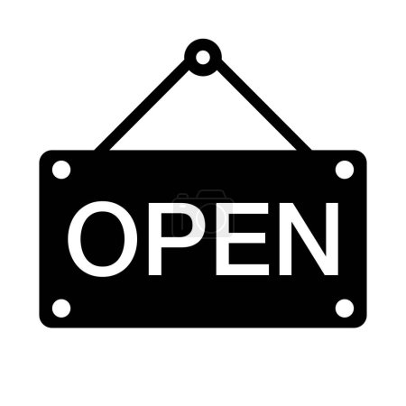 OPEN silhouette icon. Store open for business. Editable vector.