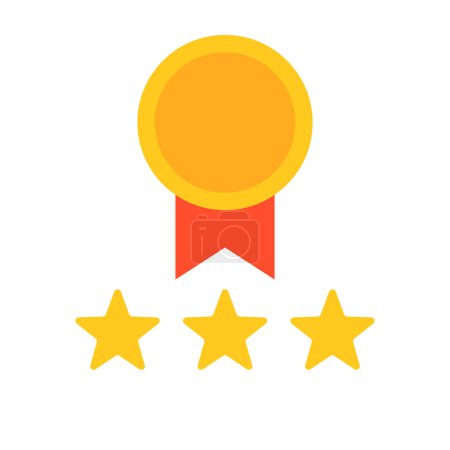 Illustration for Gold medal and 3 star icon. Rating and review icon. Editable vector. - Royalty Free Image