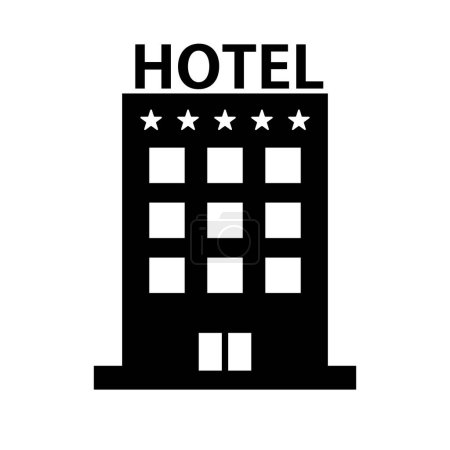 Ilustración de 5-star hotel silhouette icon. Highly rated hotel. Editable vector. - Imagen libre de derechos