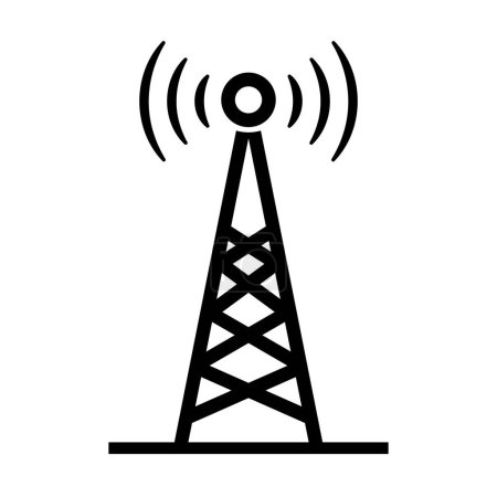Radio tower. Base station for television and cellular operator. Editable vector.