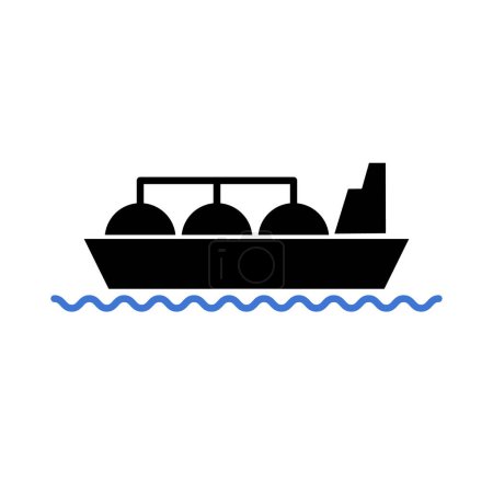 Ilustración de LNG tanker silhouette icon moving forward on the sea. Editable vector. - Imagen libre de derechos