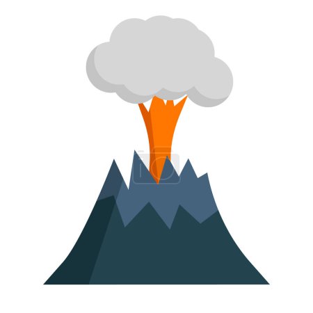 Ilustración de Flat design erupting volcano icon. Editable vector. - Imagen libre de derechos