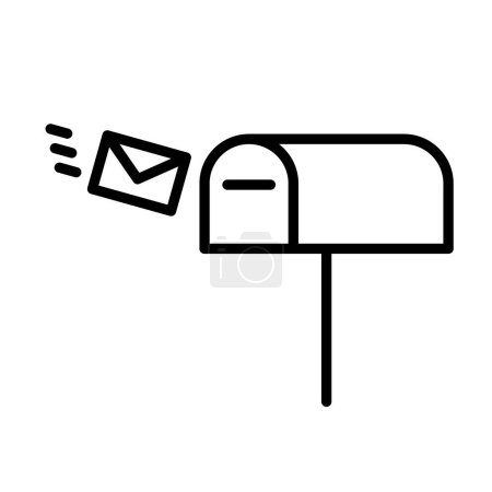 Illustration for Throwing a letter into a mailbox icon. Editable vector. - Royalty Free Image