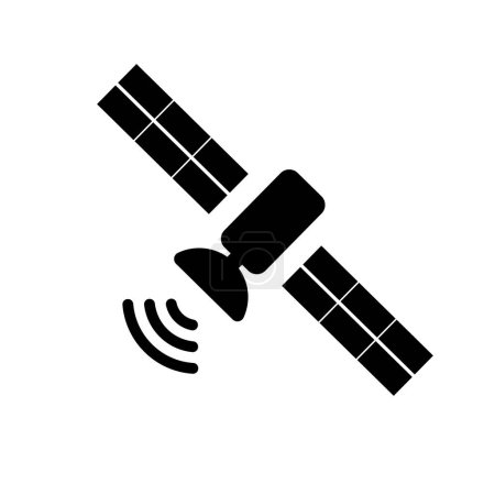 Weltraumsatelliten und Radiowellen. Satellitenkommunikation. Editierbarer Vektor.