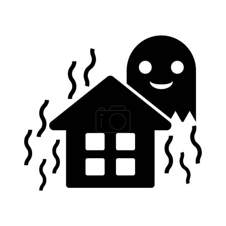 Illustration for Stigmatized property silhouette icon. Real estate and ghost. Editable vector. - Royalty Free Image