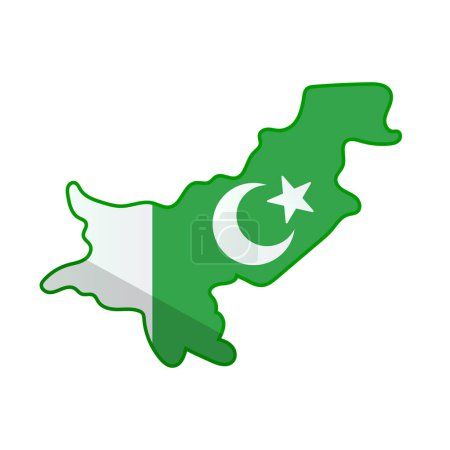Illustration for Pakistan map of Pakistani flag design. Editable vector. - Royalty Free Image