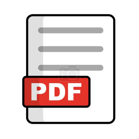 Illustration for PDF file icon. PDF file extension. Editable vector. - Royalty Free Image