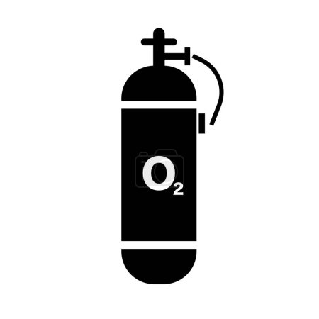 Oxygen cylinder silhouette icon. Industrial gas. Editable vector.