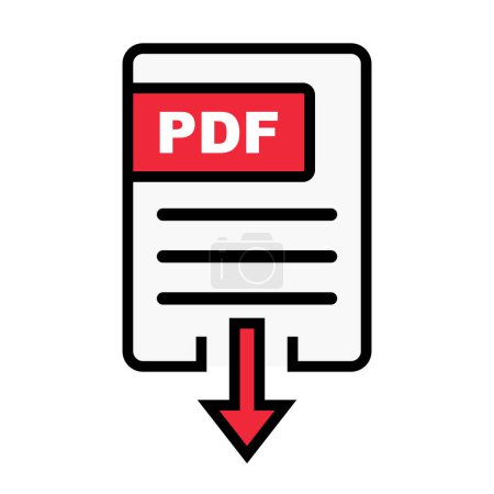 Téléchargez les illustrations : Fichier PDF télécharger icône. Téléchargement de données PDF. Vecteur modifiable. - en licence libre de droit