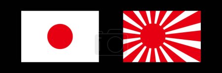 Ilustración de Conjunto de iconos de bandera japonesa y bandera solar ascendente. Vector editable. - Imagen libre de derechos