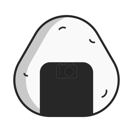 Téléchargez les illustrations : Icône de boule de riz design plat. Onigiri. Vecteur modifiable. - en licence libre de droit