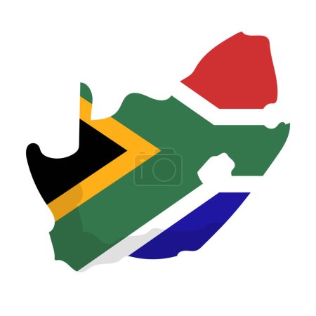 Illustration for Flat design South African flag map icon. Editable vector. - Royalty Free Image