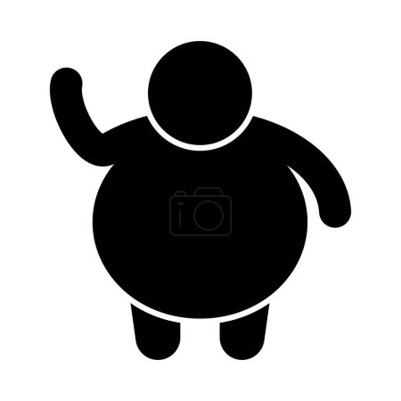 Illustration for Fat person greeting with raised hand silhouette icon. Editable vector. - Royalty Free Image