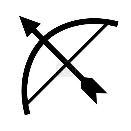 Illustration for Old bow and arrow Silhouette icon. Weapon. Editable vector. - Royalty Free Image