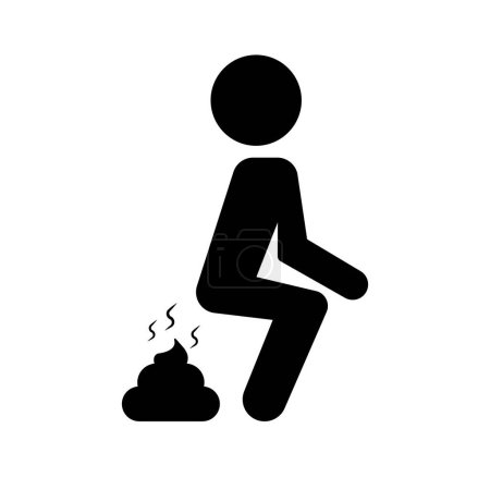 Illustration for Standing defecating person and poop icon. Editable vector. - Royalty Free Image