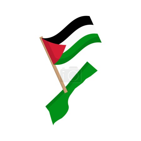 Illustration for Gaza Strip map with Palestinian flag icon. Editable vector. - Royalty Free Image