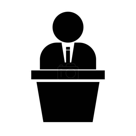Illustration for Podium and president silhouette icon. Politician silhouette icon. Editable vector. - Royalty Free Image