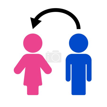 Male dependent on female. Editable vector.