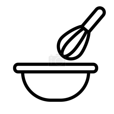Whisk and bowl icon. Editable vector.