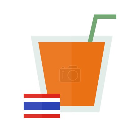 Thai Tea and Thai flag icon. Editable vector.