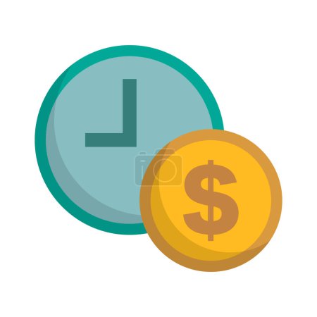 Illustration for Flat design Hourly wage icon. Dollar and clock icon. Editable vector. - Royalty Free Image