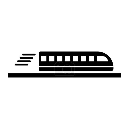 Icono de silueta de tren bala en movimiento. Vector editable.