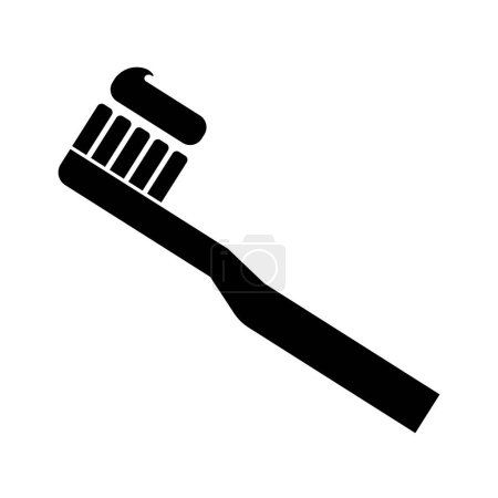Toothbrush with toothpaste silhouette icon. Dentifrice. Editable vector.