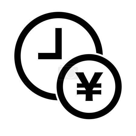 Illustration for Hourly wage icon. Clock and Japanese yen icon. Editable vector. - Royalty Free Image