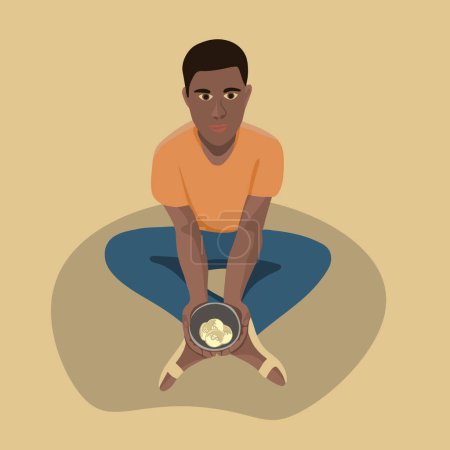 Illustration for Vector isolated illustration of a beggar black man . - Royalty Free Image