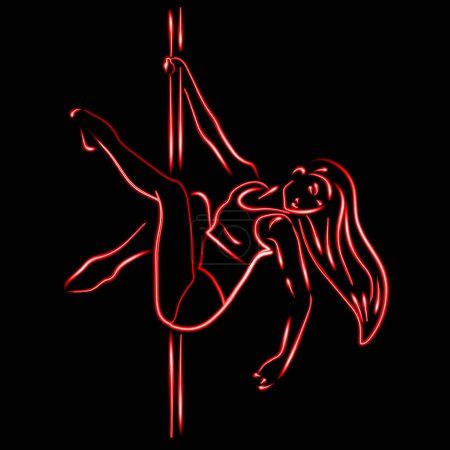 Téléchargez les illustrations : Vector isolated illustration of girl dancing pole dance. - en licence libre de droit