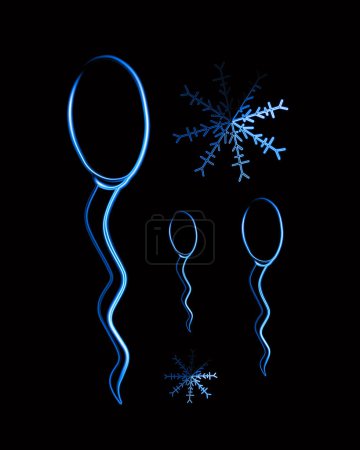 Illustration for Vector isolated illustration of sperm freezing with neon effect. - Royalty Free Image