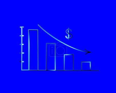 Illustration for Vector isolated illustration of regression graph with neon effect. Falling profits. Financial regression. - Royalty Free Image