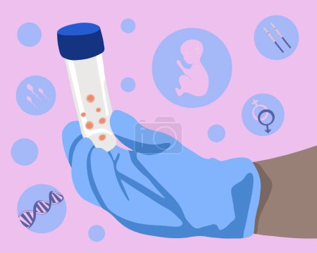 Illustration for Artificial insemination vector isolated illustration. Egg freezing. Delayed motherhood. Egg donation. - Royalty Free Image