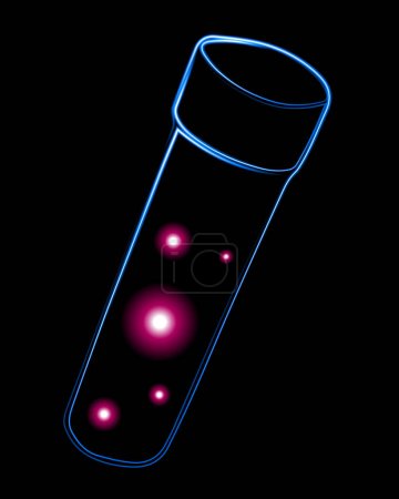 Illustration for Vector isolated illustration of eggs in test tube with neon effect. Stem cells. - Royalty Free Image