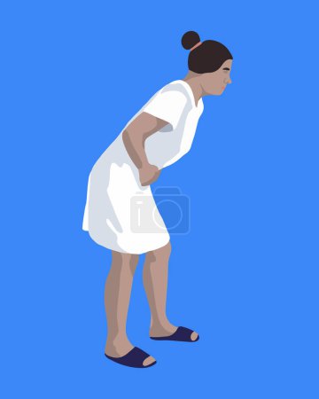 Ilustración de Ilustración aislada vectorial del embarazo congelado. Una mujer sostiene su estómago. Dolor abdominal. Aborto. - Imagen libre de derechos