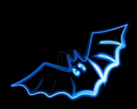 Illustration for Bat vector background with neon effect. Halloween background. - Royalty Free Image